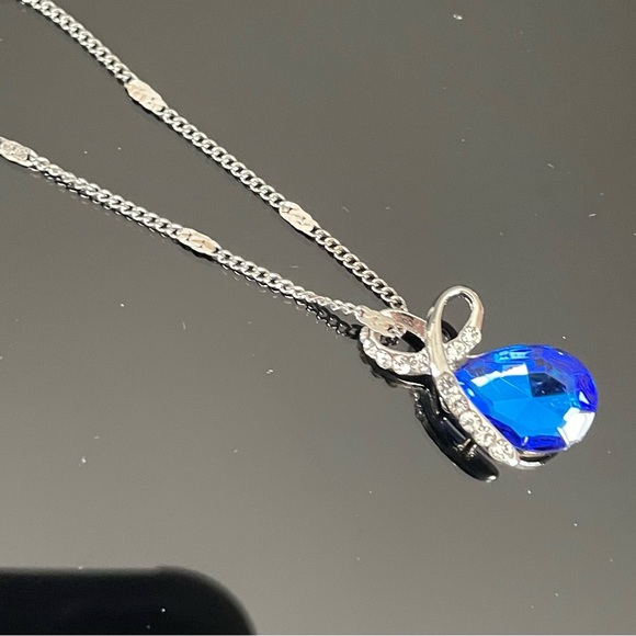Jewelry - 18K White Gold Plated with Swarovski Crystals Elements Sapphire Blue